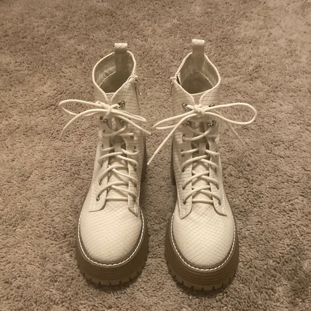 Altar’d State Ivory Swani lace up heeled boots